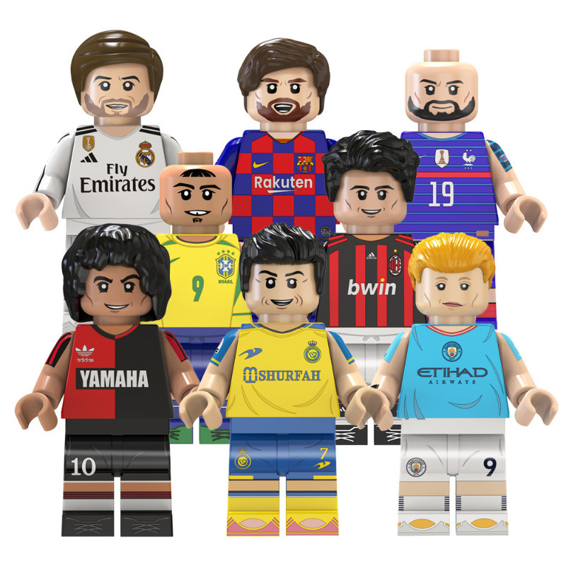 ของเล่นตัวต่อฟิกเกอร์ Messi Ronaldo Benzema Ramos Kaka Haaland World Football Star Player Cup ขนาดเล็ก ของขวัญ สําหรับเด็ก
