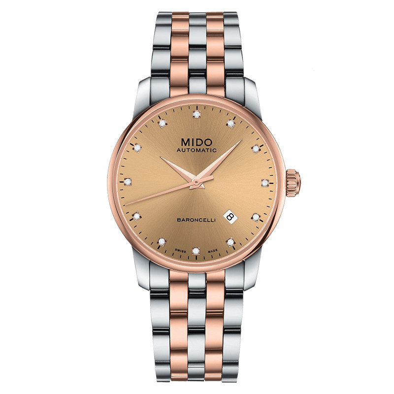 Mido Baroncelli Seriesm8600.9.67.1 นาฬิกาข้อมือ เส้นผ่าศูนย์กลาง 38 มม. สีทอง สําหรับผู้ชาย 80
