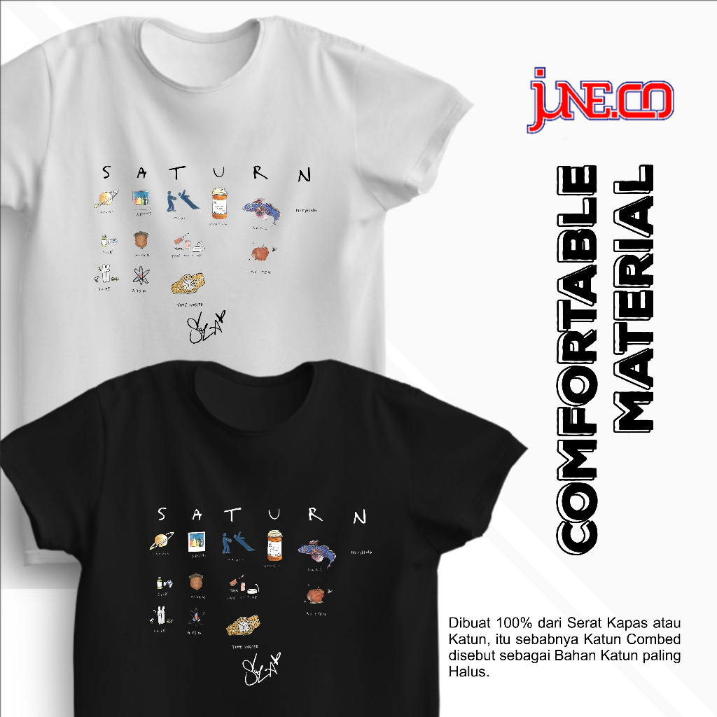 Hitam PUTIH เสื ้ อยืด Distro Viral Saturn SZA T เสื ้ อยืด Distro ผู ้ ชายผู ้ หญิงล ่ าสุด Viral J
