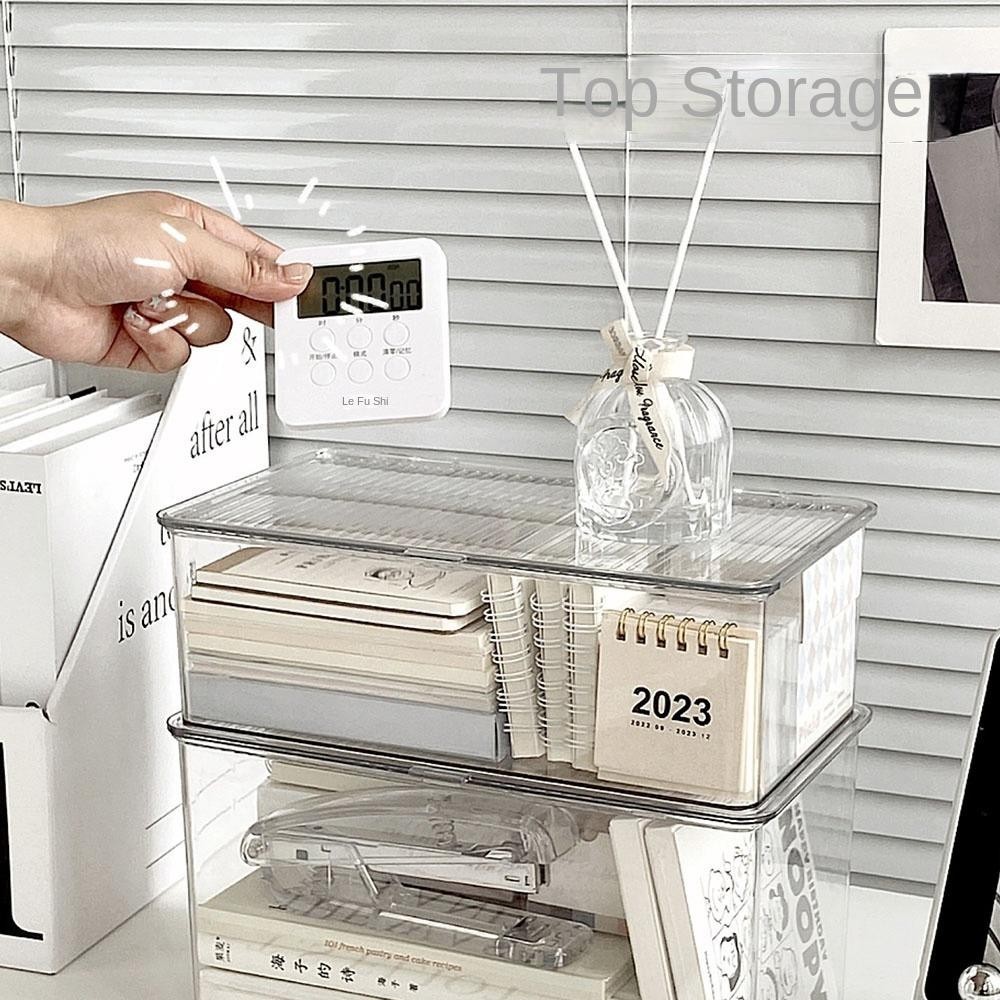 ยินดีต้อนรับ กล่องเก็บของตั้งโต๊ะ,เครื่องใช้สํานักงานสัตว์เลี้ยงกล่องจัดเครื่องสําอาง,แฟชั่นความจุขนาดใหญ่โปร่งใสพร้อมฝาปิดหนังสือกล่องเก็บเอกสาร - รูปที่ 3