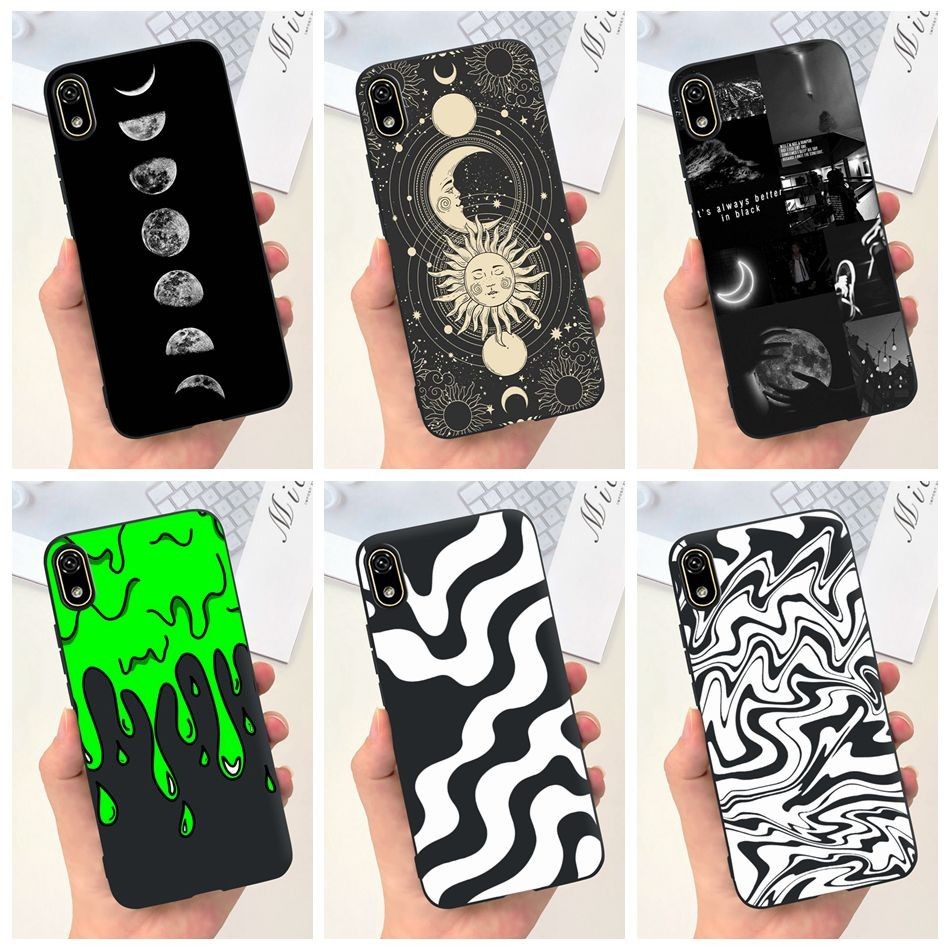 เคส Huawei Y5 2019 AMN-LX9 Honor 8S KSE-LX9 KSA-LX9 แฟชั่น ดวงจันทร์ นม ลายระลอก ซิลิโคนนิ่ม TPU เคส