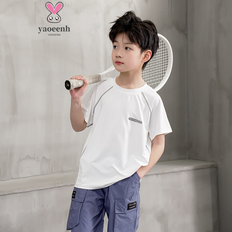 【YAOEENH】พร้อมส่ง เสื้อยืดแขนสั้นลําลอง ผ้าตาข่าย ระบายอากาศ ขนาดใหญ่ 100-160 ซม. แฟชั่นฤดูร้อน สําหรับเด็กผู้ชาย และเด็กผู้หญิง