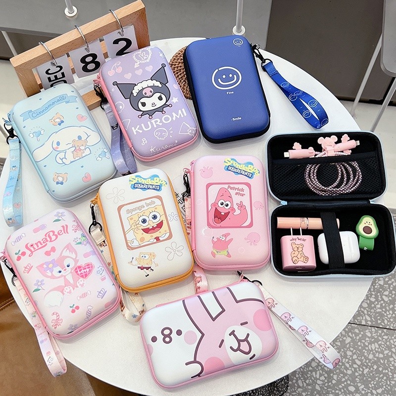 กระเป๋าจัดเก็บอุปกรณ์ดิจิทัล สายชาร์จ สายหูฟัง USB มีซิป ลายมิกกี้เมาส์น่ารัก แบบพกพา อุปกรณ์เสริม