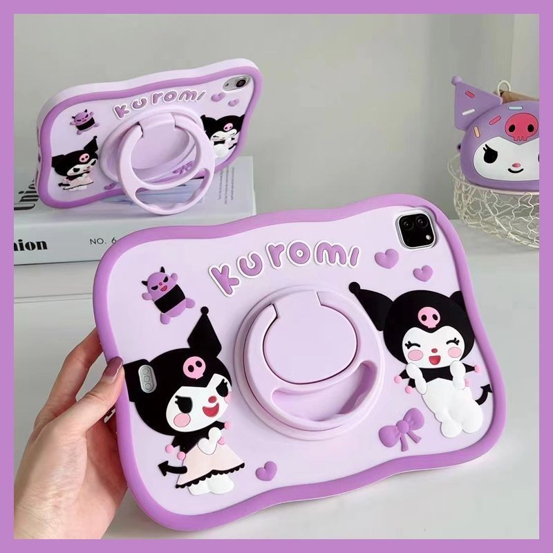 เคส ลาย Sanrio Kuromi Pochacco พร้อมขาตั้ง หมุนได้ 360 องศา สําหรับ iPad 10th 7th 8th 9th Gen 11 12.9 Air 4 5 Mini 6 5