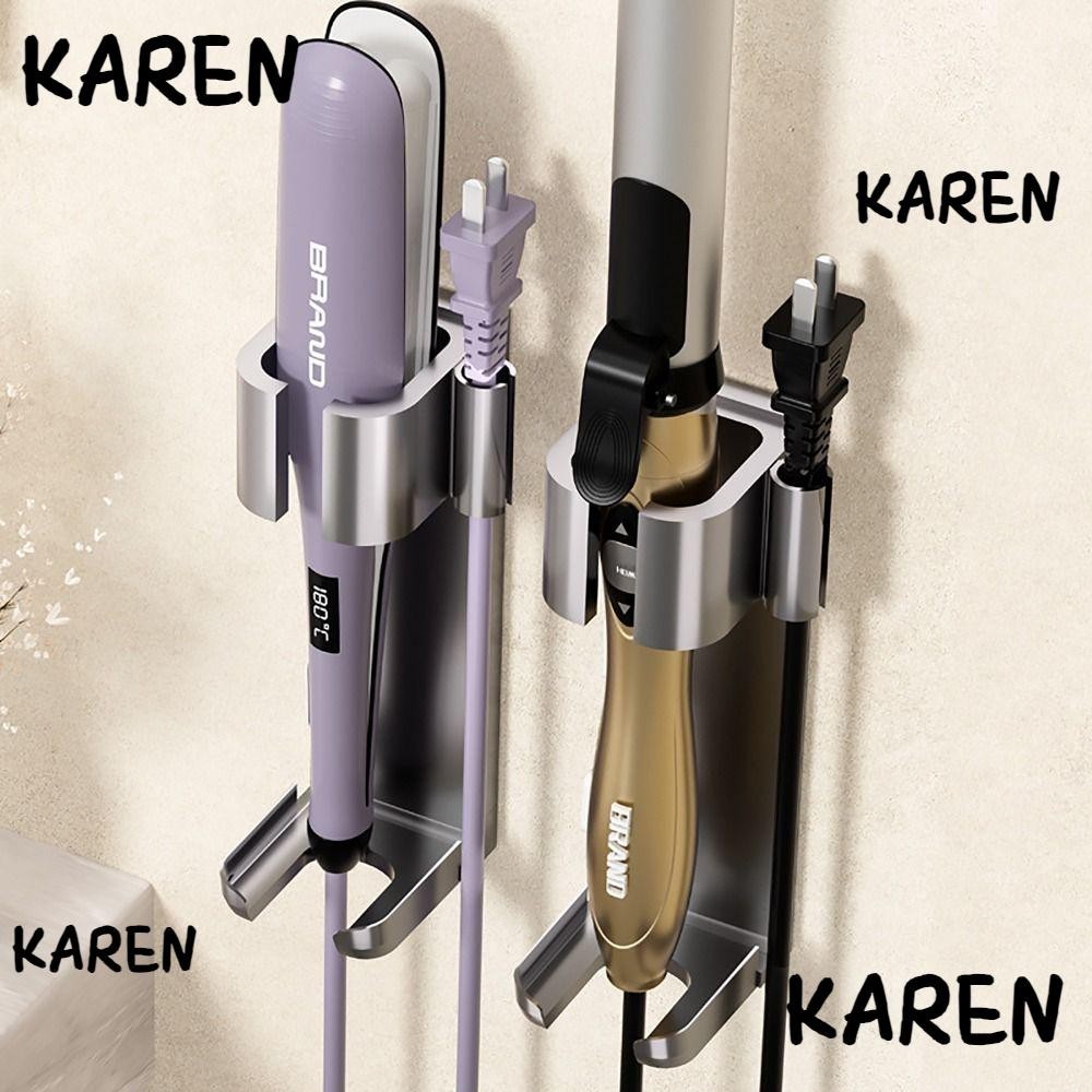 Karen ชั้นวางเครื่องหนีบผม แบบติดผนัง ไม่ต้องเจาะ สําหรับห้องน้ํา