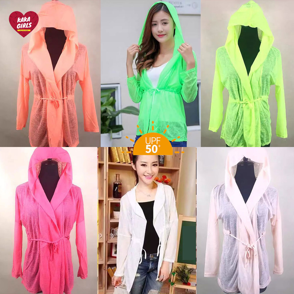 ทันสมัย! เสื้อกันแดดสำหรับผู้หญิง เสื้อแขนยาวป้องกันรังสี UV สำหรับฤดูใบไม้ผลิ ใส่ในการเดินเล่น พร้อมหมวก ระบายอากาศ