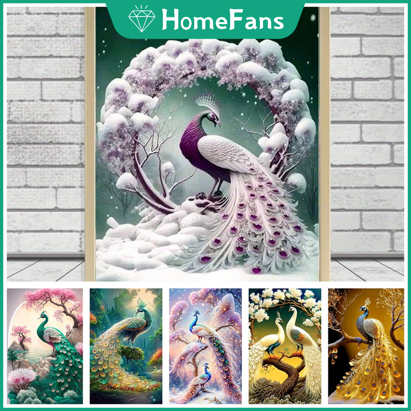 【 Hf 】 นกยูงหลากสี DIY ภาพวาดเพชร 5D ชุดปักครอสติช Enbroidery ของขวัญวันเกิดตกแต ่ งบ ้ านตกแต ่ งผนัง