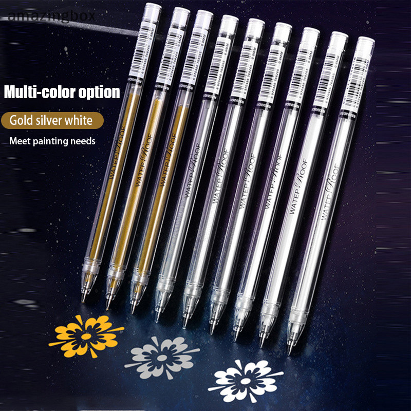 Abth 1 PC ปากกาหมึกเจลคลาสสิก Gelly Roll Art Highlight Marker ปากกา Bright สีขาวเงิน Gold Art Paing วาด Art Marker ปากกา Vary
