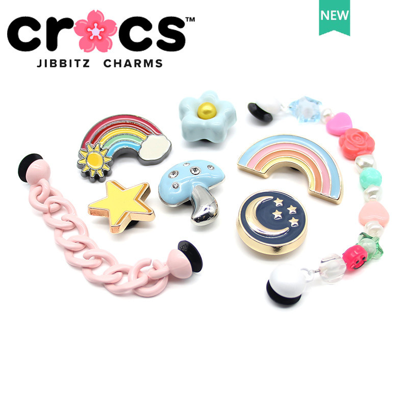 โลหะ jibbitz crocs charm Rainbow เห ็ ดตกแต ่ งหัวเข ็ มขัดรองเท ้ าโลหะผสมอุปกรณ ์ เสริม charms ปุ ่ ม