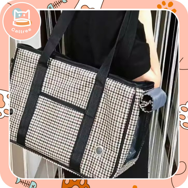 กระเป๋าแมว กระเป๋าสุนัข ขนาดใหญ่ 50x30x19cm แบบpvcกันน้ำ สะพายข้าง
