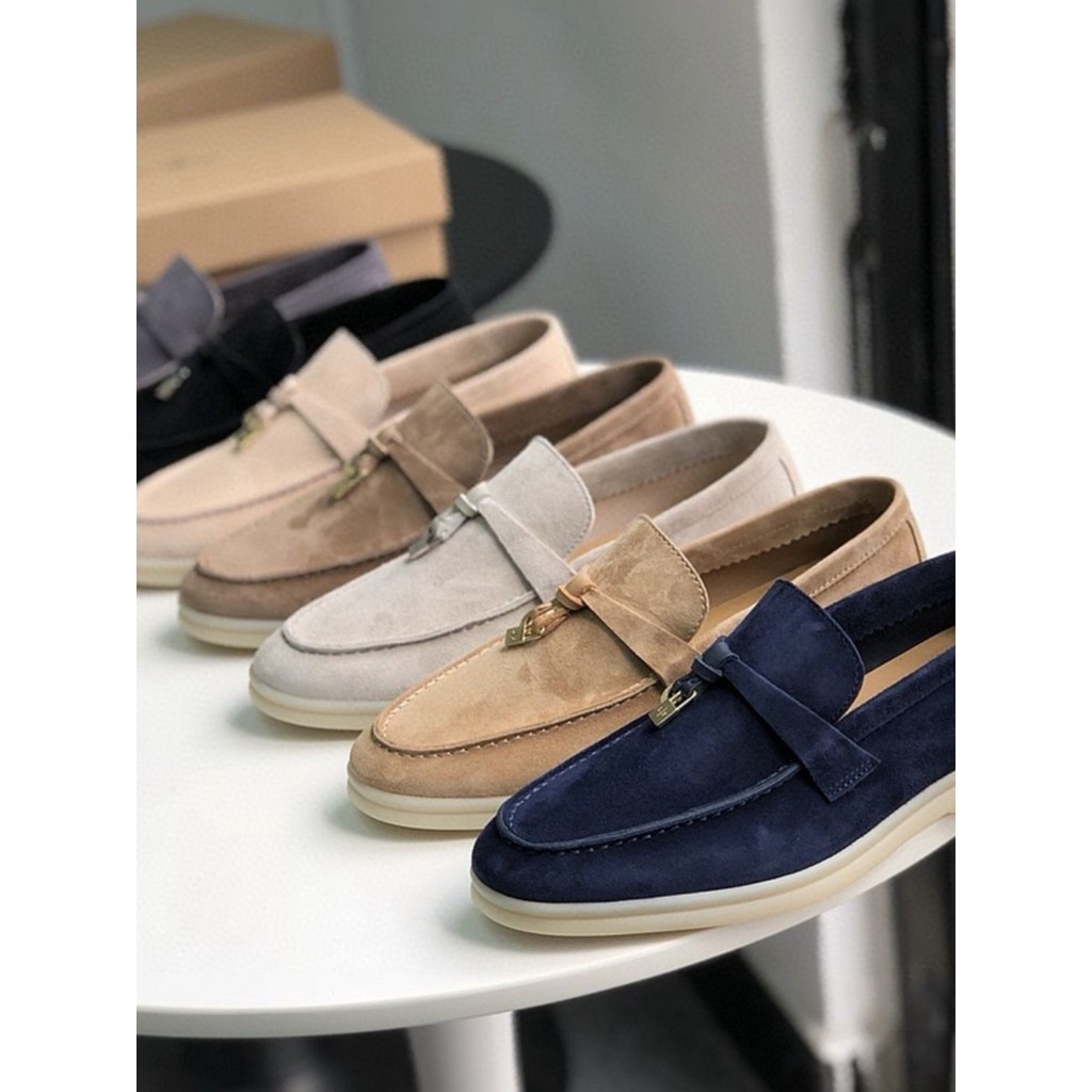 [ คลังสินค ้ าพร ้ อม ] Pi Leather LP Soft Bottom British Style Slip-on Lazy Casual Pumps