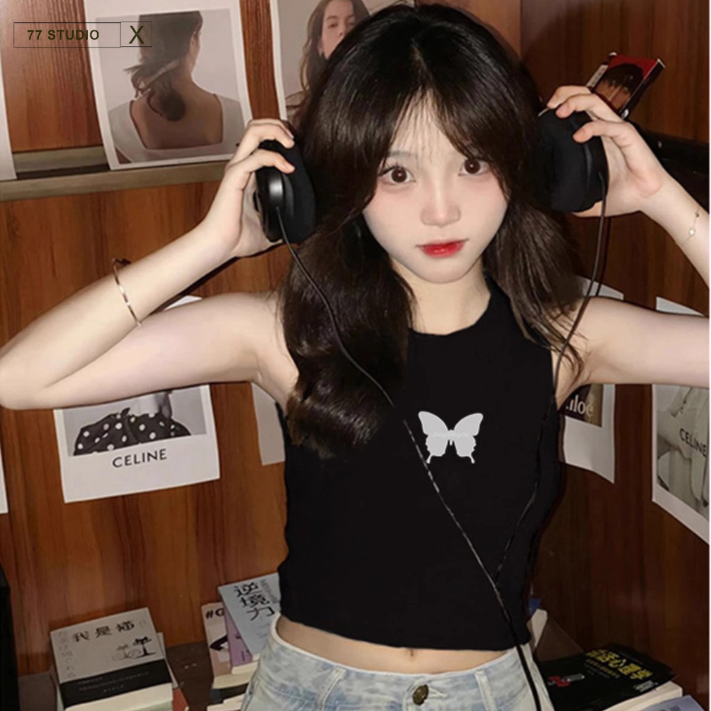 （พร้อมส่งจากกทม มาถึงใน 2วัน）100%Cotton เสื้อกล้ามเอวลอย ผ้าคัตคอน นิ่มใส่สบาย เสื้อสายเดี่ยว เซ็กซี่น่ารัก