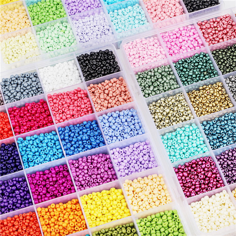 12000pcs/Box 3mm Glass Seed Beads Started Kit Small Craft Beads With Tool Kit For DIY Craft Bracelet