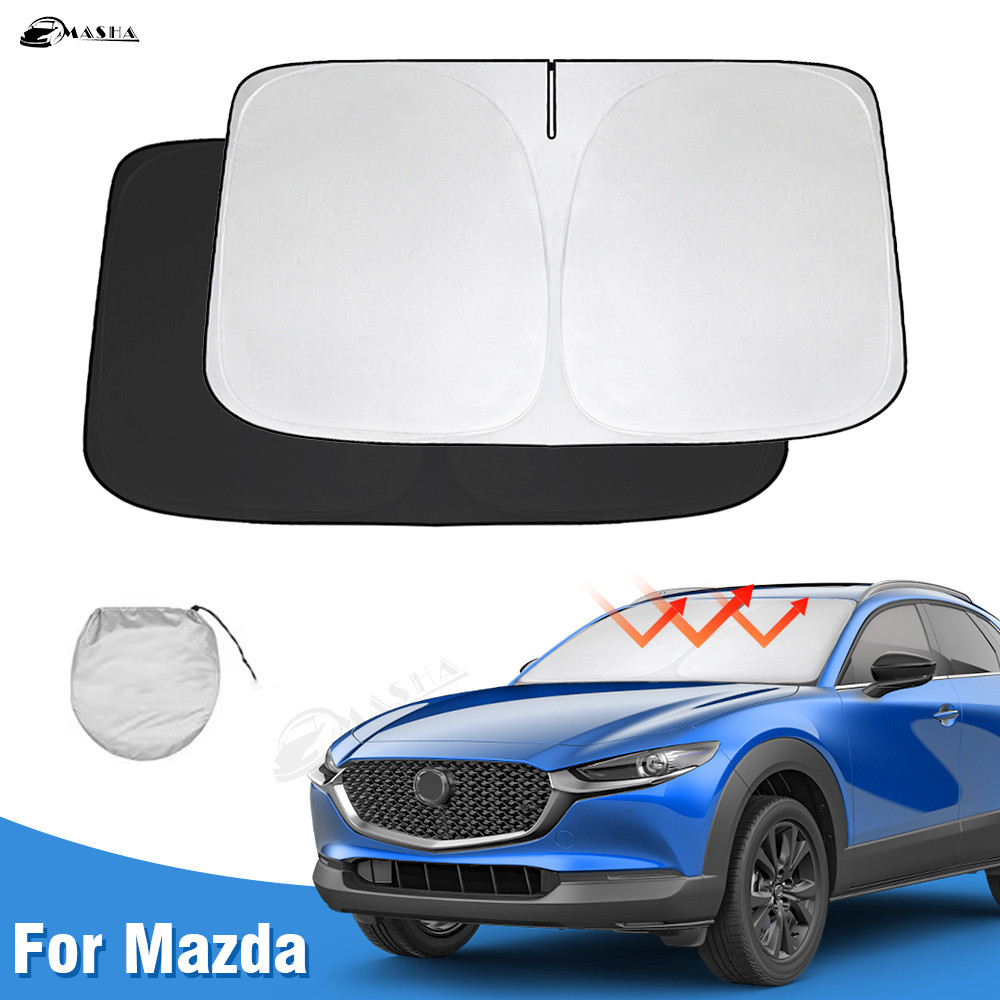 กระจก Sun Shade สําหรับ Mazda CX-30 2019-2023 CX30 ม่านบังแดดพับ Sun Visor Protector บล็อก UV Rays เก็บรถของคุณ Cooler