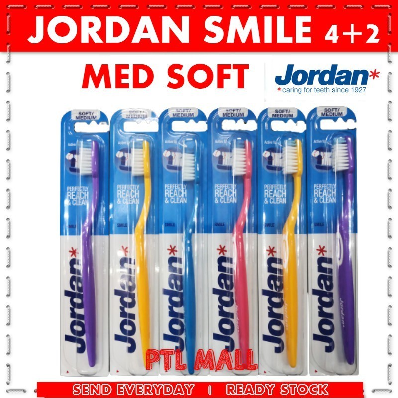 I3ab Jordan Adult Smile แปรงสีฟัน Multipack Soft Med &amp; Hard