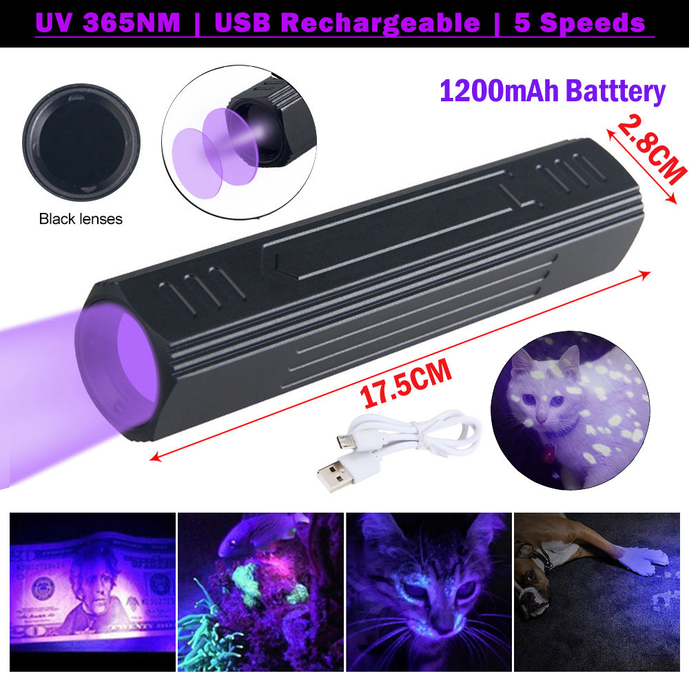 UV flashlight 365nm UV light rechargeable lampu suluh Terang remotely 50000 mini torch light super b