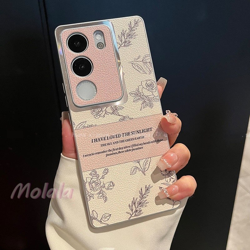 ปลอก Vivo V30 V29 V27E V27 Pro Rose Flower Protecte Camera Luxury Leather hard Phone Case