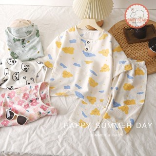 ชุดนอนเด็ก เซท 2 ชิ้น ชุดนอนน่าร้อน เสื้อผ้าเด็ก  พิมพ์ลายทั…