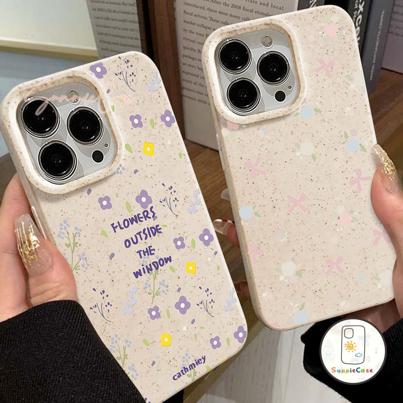 ศิลปะดอกไม้สดน่ารัก ย่อยสลายได้แขนอ่อน iPhone 13 14 15 11 Pro Max XR 12 15 8 6s 6 7 14 Plus XS MAX X SE 2020