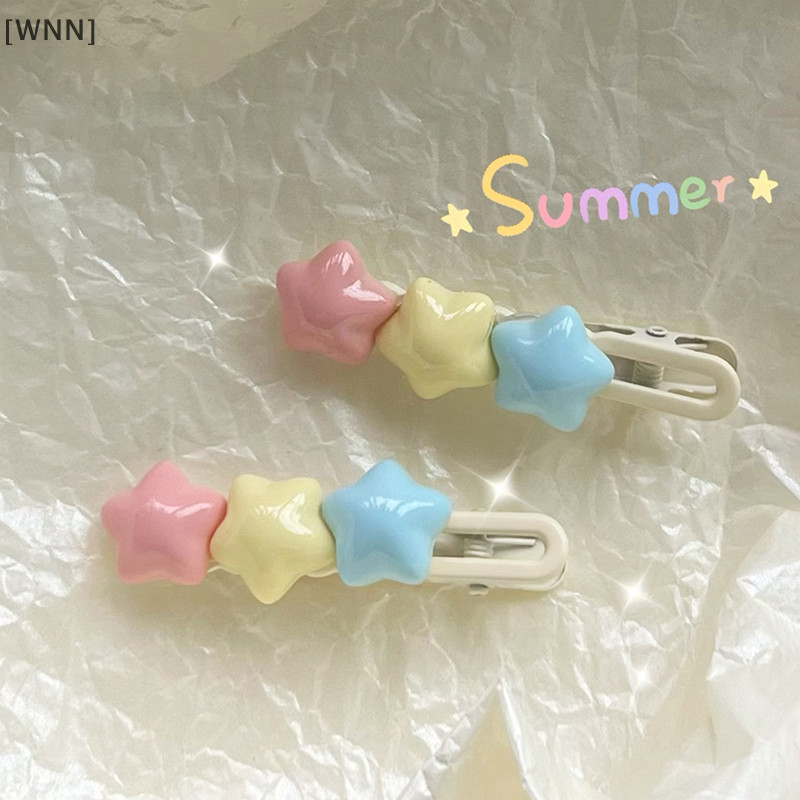 [WNN]คลังสินค้าพร้อมน่ารักสีลูกกวาด Star Hairpin กิ๊บติดผมรูปดาวห้าแฉกหวานด้านข้าง Bang Barrettes สําหรับสาว Y2k เครื่องประดับผม TH