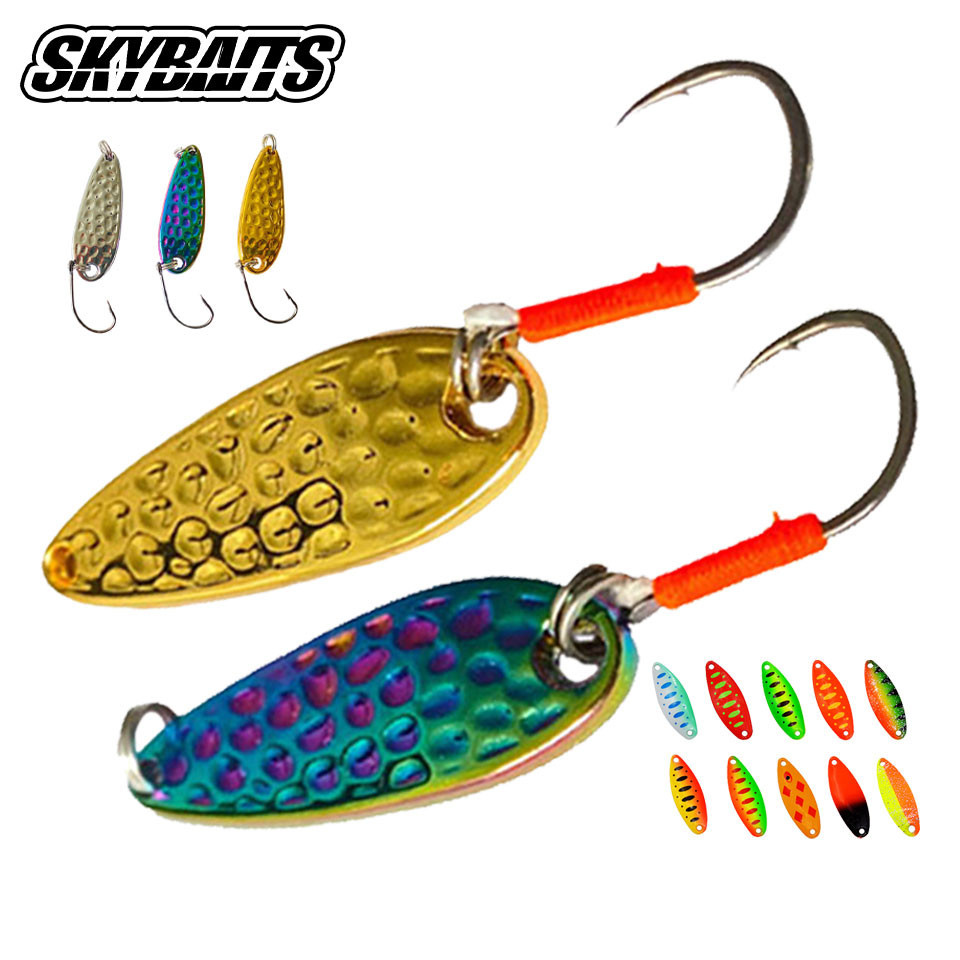 Skybaits 1 ชิ้น 3.5 กรัมช้อนโลหะ Lure Jig เลื่อม Wobbler Hard เหยื่อโค้ง Willow Leaf/เปลือกถั่วลิสงเลื่อมปลาเทราท์ Pesca ตกปลา Tackle