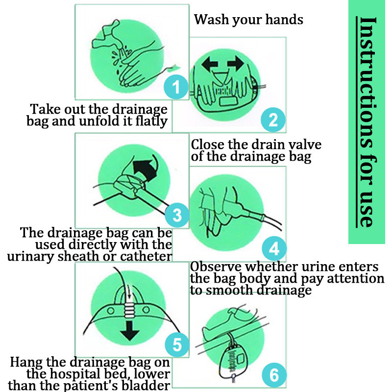 ถุงปัสสาวะ - ผู้ใหญ่ ถุงปัสสาวะ - ถุงเก็บปัสสาวะ -  ถุงขา - ถุงเก็บพร้อมถุงระบายน้ำแบบพกพา 500ml/750ml/1000ml - รูปที่ 7
