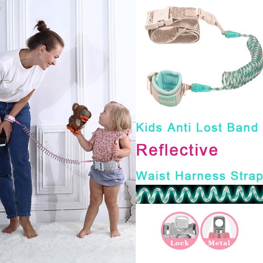 Baby Toddler Anti Lost Harness Reflective Waist Band Walking Assistant Strap