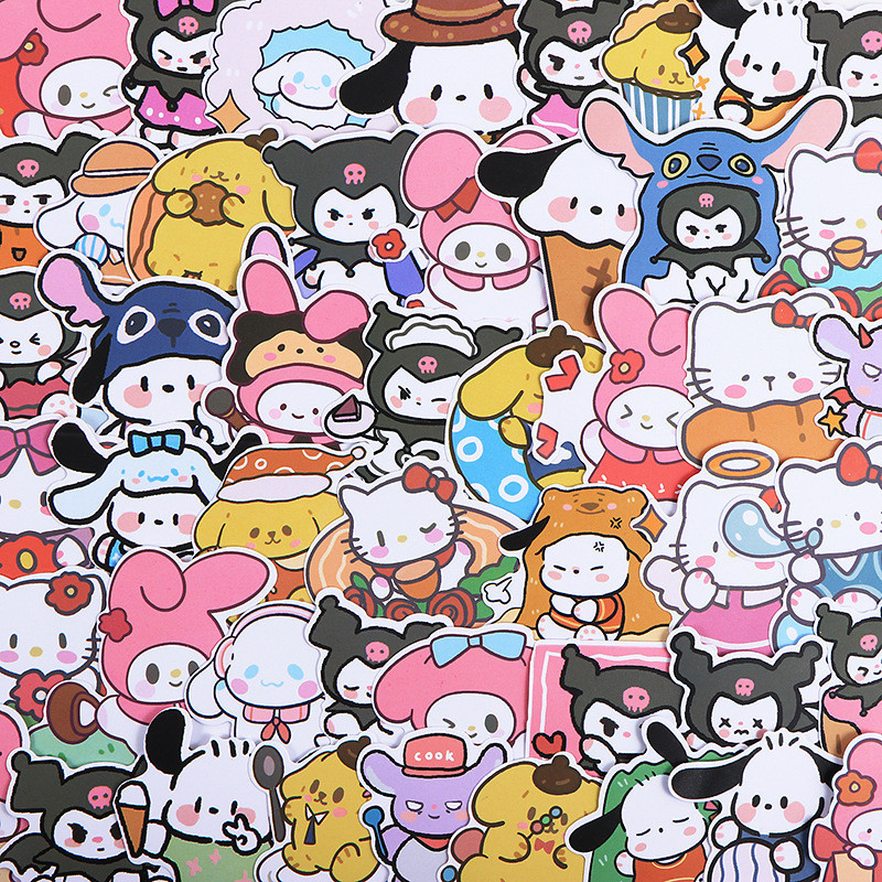 50 สติกเกอร์รุ่น Q Sanrio คู่มือสติกเกอร์การ์ตูนแล็ปท็อปถ้วยน้ําโทรศัพท์มือถือคู่มือสติกเกอร์ diy วัสดุขายส่ง