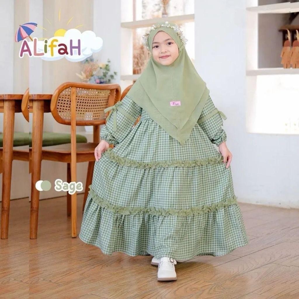 Alifah kids ฮิญาบเด็กทรงสี่เหลี่ยมสวยล่าสุด gamis ชุดอายุ 3-10 ปี / gamis เด็กน่ารัก