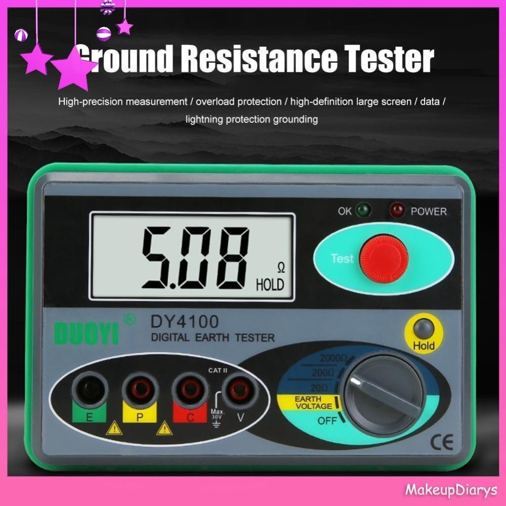 ❤ Makeupdiarys DY4100 Digital Megger Meter Earth Ground Resistance 0-2000 Ohm Voltage Tester AU