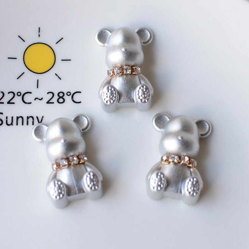 Minmin Silver Matte Silver สีเทากระต่ายหมี Love เครื่องประดับ DIY Jibitz INS รองเท้า Accessorie รองเท้าหัวเข็มขัดตกแต่ง