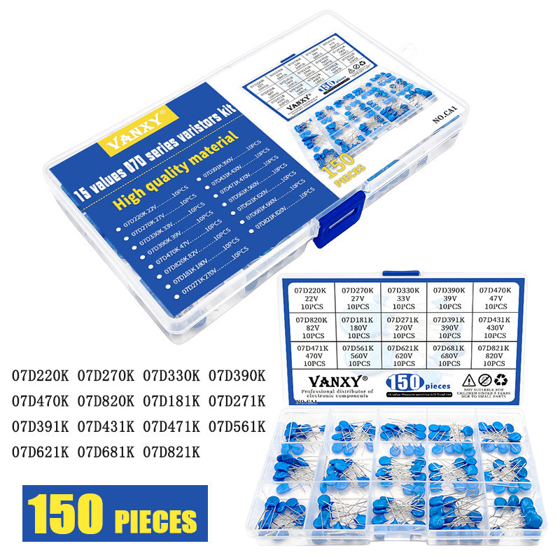 15 ค่าชุดวาริสเตอร์ตัวต้านทาน 07D470K 07D271K 07D391K 07D431K 07D471K 07D561K 07D621K 07D3821K 07D33
