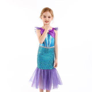 เด ็ กชุดเจ ้ าหญิงเงือกฮาโลวีนคอสเพลย ์ Ariel Girls Dress