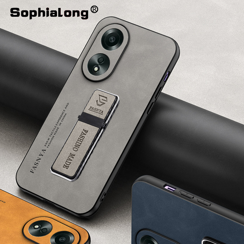 ปลอก OPPO A38 A18 A60 A58 A78 A17 A17K A58X CPH2631 CPH2591 CPH2579 หรูหราหนัง PC ฝาหลังพร ้ อมขาตั ้ งยึด