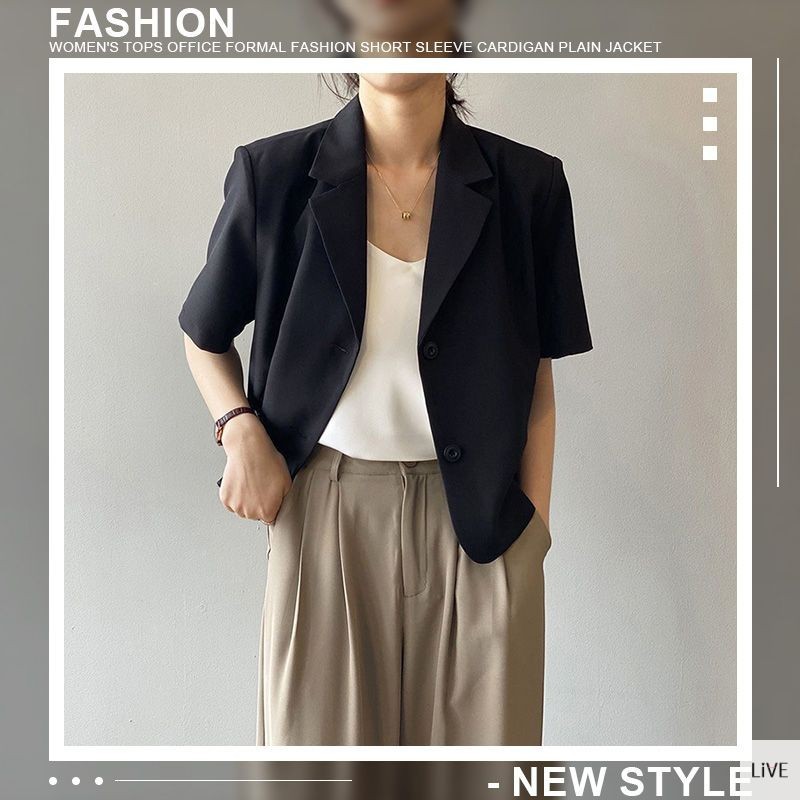 พร้อมส่ง เสื้อเชื้ตสีพื้น เสื้อสูทแขนสั้น เสื้อเบลาซ์ผ้าซีฟอง LIVE