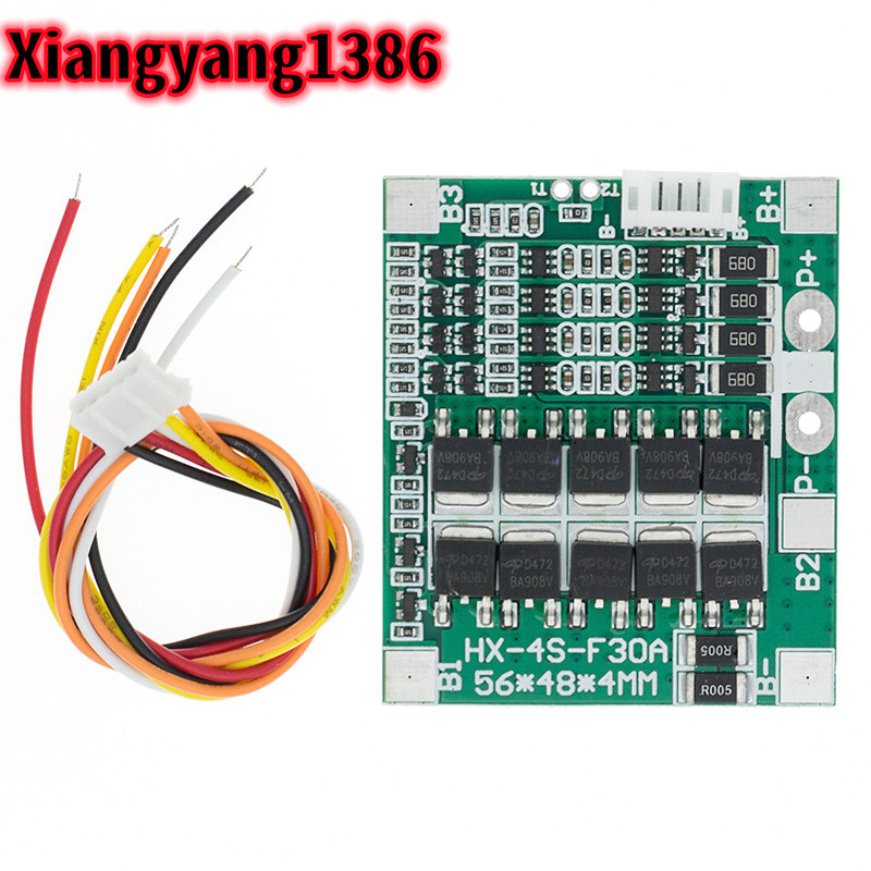 4s 30A 14.8V 16.0 Li-ion Lithium 18650 แบตเตอรี่ BMS แพ็ค PCB บอร์ดป้องกัน Balance วงจรรวมพร้อมสาย