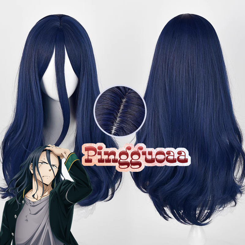 Anime Wind Breaker Kyotaro Sugishita Cosplay Wig 60cm Long Dark Blue Wigs Heat Resistant Synthetic Hair