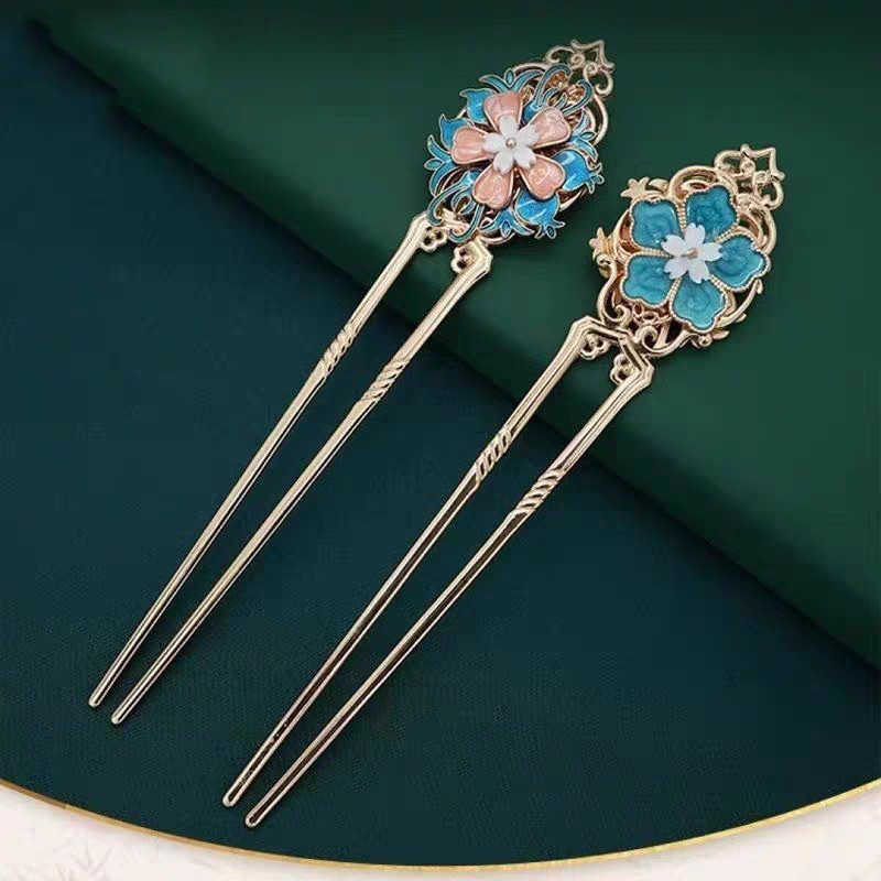 สองด ้ านโบราณโลหะ Hollow ดอกไม ้ น ้ ํามันหยด Hairpin Retro Elegant Classy Hairpin Hairpin Hairpin ราคา ถูกที่สุด ดีลบีเคเค