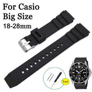 18-28 มม.ขนาดใหญ่สายนาฬิกาพลาสติกสําหรับ Casio MTP-VD01 MDV-106 W800H SGW400 F91W F84 ยางซิลิโคนนาฬิกากันน้ํากีฬาเข็มขัดข้อมือผู้หญิงผู้ชายสร้อยข้อมือ