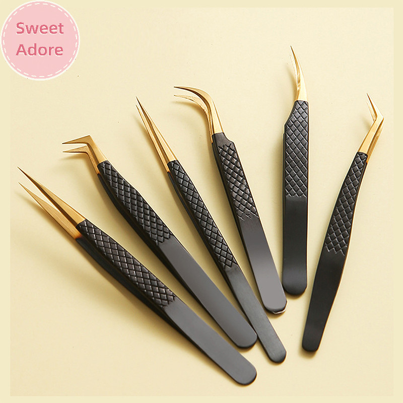 Sweetadore 1 ชิ้นแหนบขนตา Anti-static Professional Pincet Eyelash Extension Tweezer TH