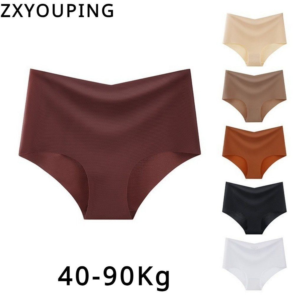 Zxyouping เอวสูงกางเกงผ้าไหมน้ําแข็งกางเกงไม่มีรอยต่อสําหรับผู้หญิง Plus ขนาดเซ็กซี่ผู้หญิงชุดชั้นในกางเกงสบาย S-3XL