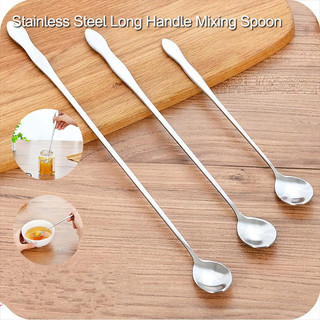 26/32cm Stainless Steel Long Handle Mixing Spoon Tea Coffee Ice Cream Dessert Round Head Spoons