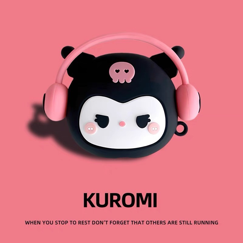ใหม่ Samsung Galaxy Buds FE Protector Case Buds 2 Pro Live Casing Black Pink Cute Kuromi พร้อมหูฟังซิลิโคนอ่อนนุ่มคุณภาพสูงพร้อมเชือกเส้นเล็ก