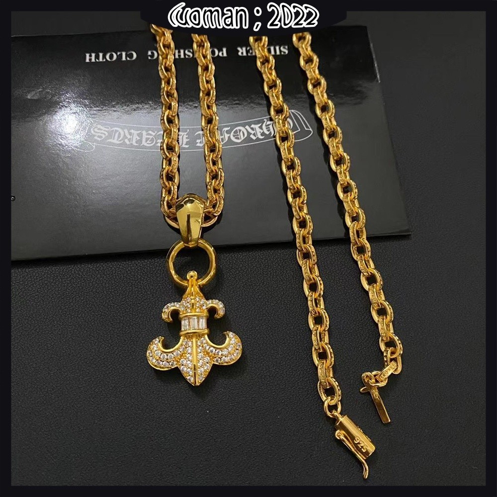 จี ้ สมอคริสตัลเต ็ ม 22K สร ้ อยคอชุบทอง