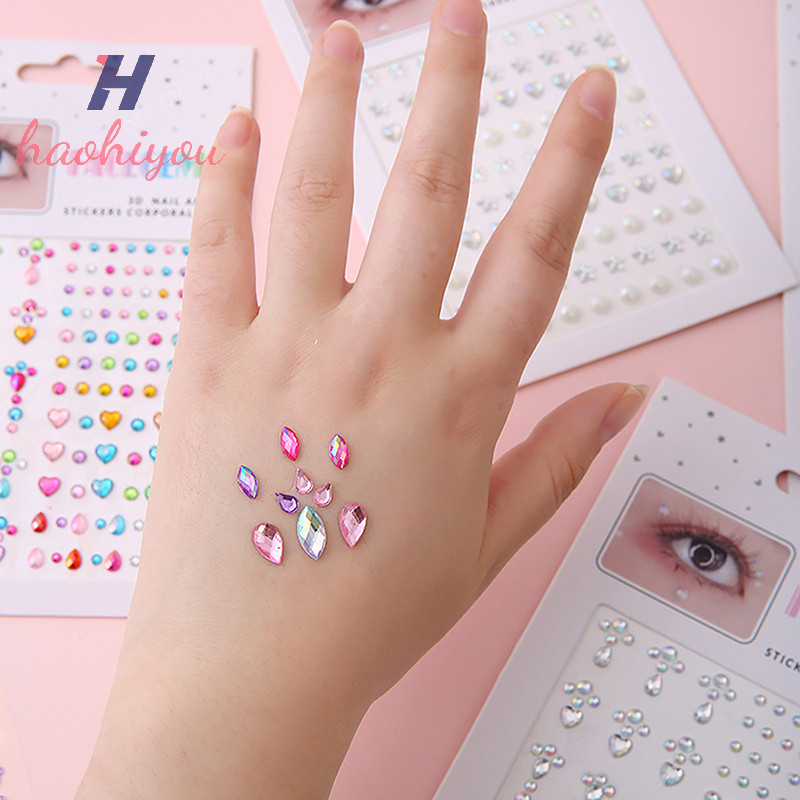 <haohiyou> Face Gems Tattoo Eye Jewels Festival Body Crystal Make Up Sticker Diamond Pearls Nice