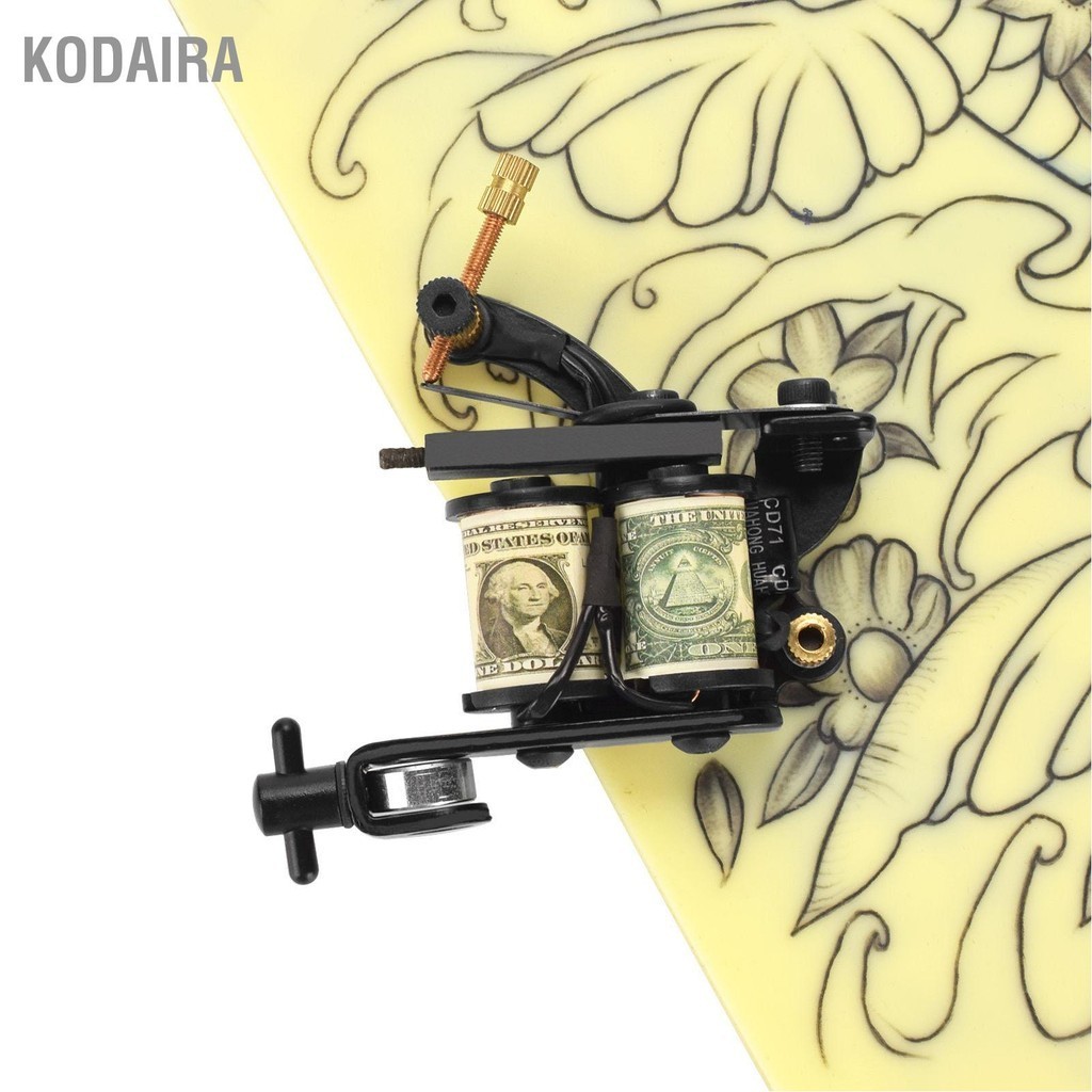 KODAIRA เครื่องสักคอยล์โครงเหล็ก 5 หลุมศิลปะร่างกาย 10 ห่อเครื่องคอยล์สีดำสำหรับช่างสักเริ่มต้น
