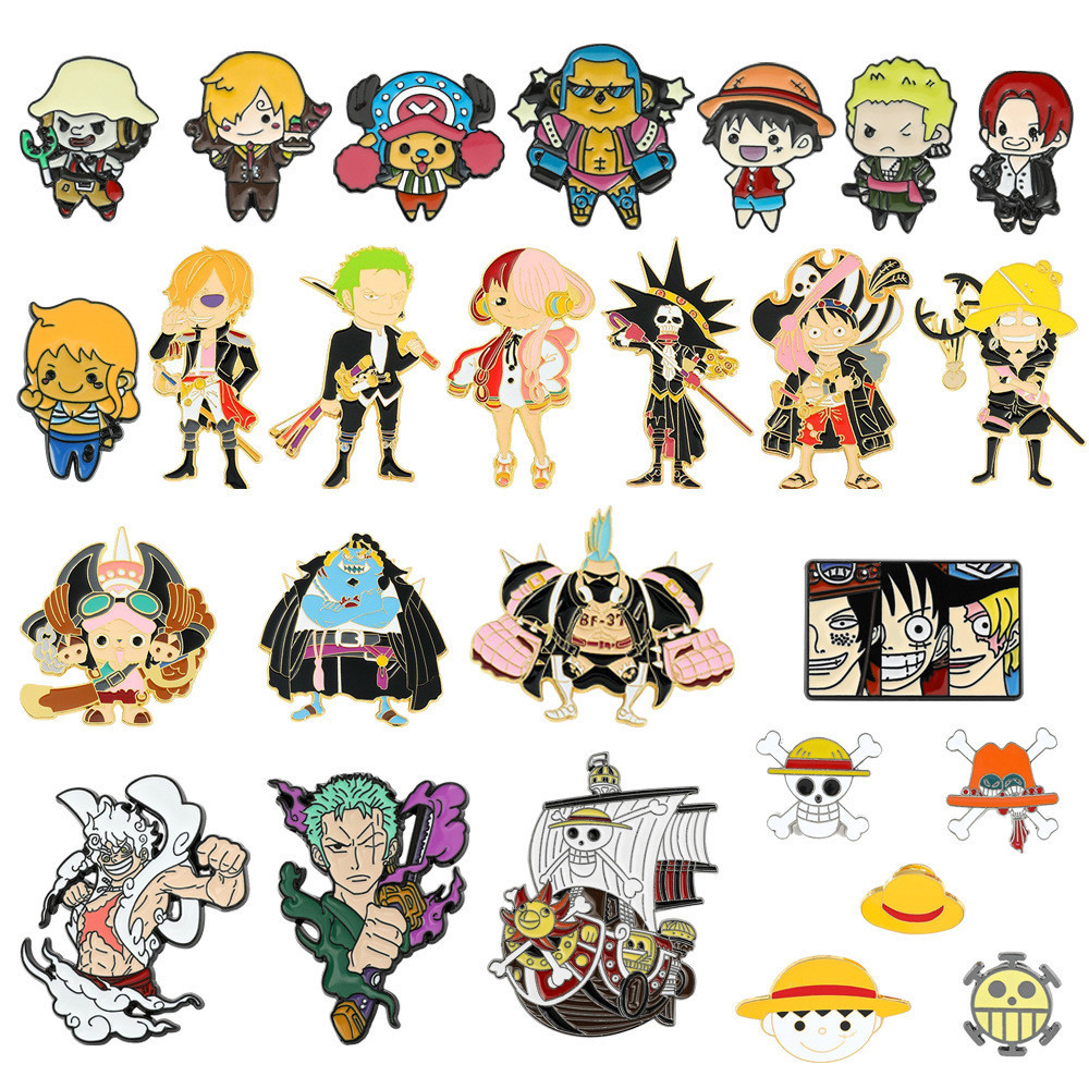 1 ชิ ้ น One Piece Series เข ็ มกลัดโลหะผสมการ ์ ตูนแอนิเมชั ่ นโลหะ Badge Luffy หยดน ้ ํามันกระบวนการ Pin