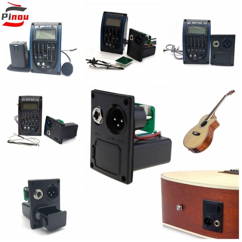 Pinou พรีแอมป์กีตาร์อะคูสติก EQ Preamp 5 Band Piezo Pickup EQ Equalizer พร้อมจูนเนอร์ LCD LC-5/4 กีตาร์ไฟฟ้า