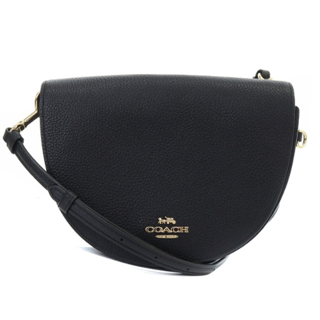 Coach Ellen Half Moon Shoulder Bag Leather Logo Black Direct from Japan Secondhand