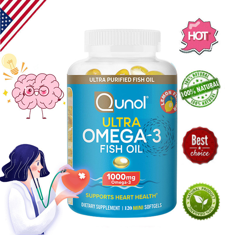 Qunol Mini Omega-3 อาหารเสริมน ้ ํามันปลาพร ้ อมกรดโอเมก ้ า 3 ป ่ า 1000 มก . เพื ่ อสุขภาพหัวใจ